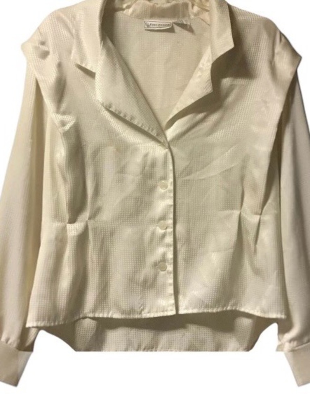 Vintage ~ Evan Picone ~ Women’s ~ Top ~ Size 14 ~ Blouse ~ Satin ~ Ivory ~ Large